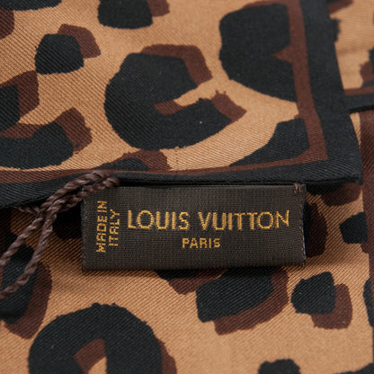 Louis Vuitton Silk Leopard Bandeau Scarf Marron 4 of 5