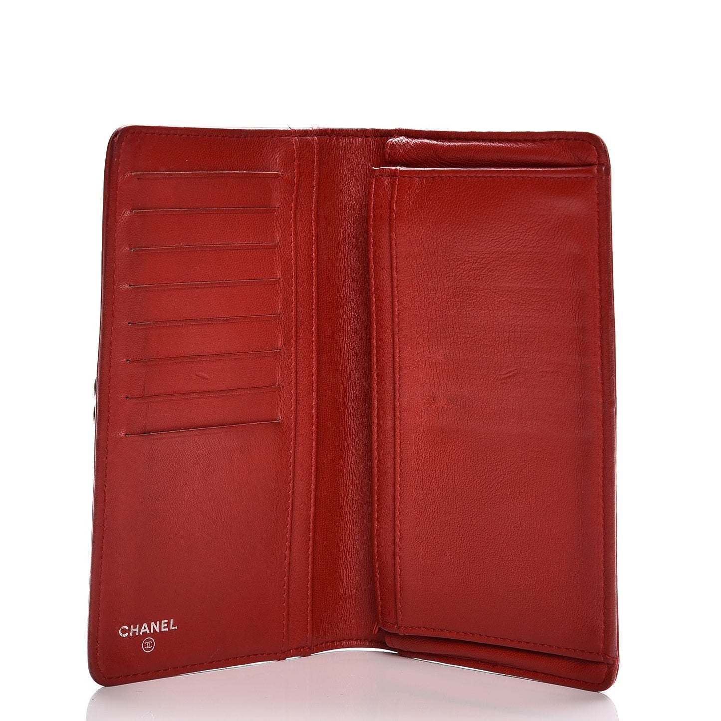 Lambskin Quilted Boy Yen Wallet Red