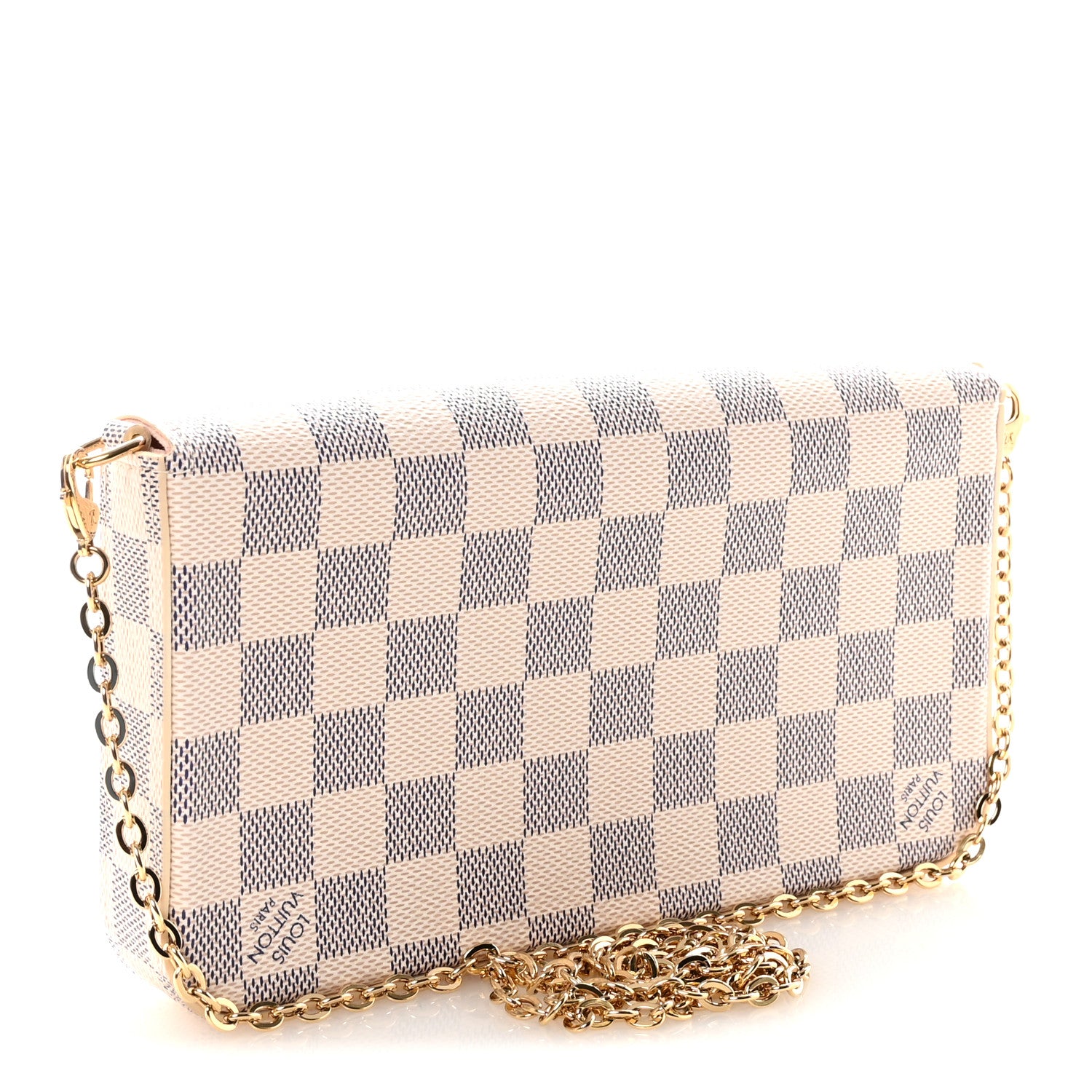 Louis Vuitton Damier Azur Pochette Felicie Chain Wallet Rose Ballerine 4 of 11
