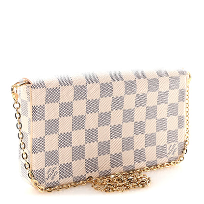 Louis Vuitton Damier Azur Pochette Felicie Chain Wallet Rose Ballerine 4 of 11