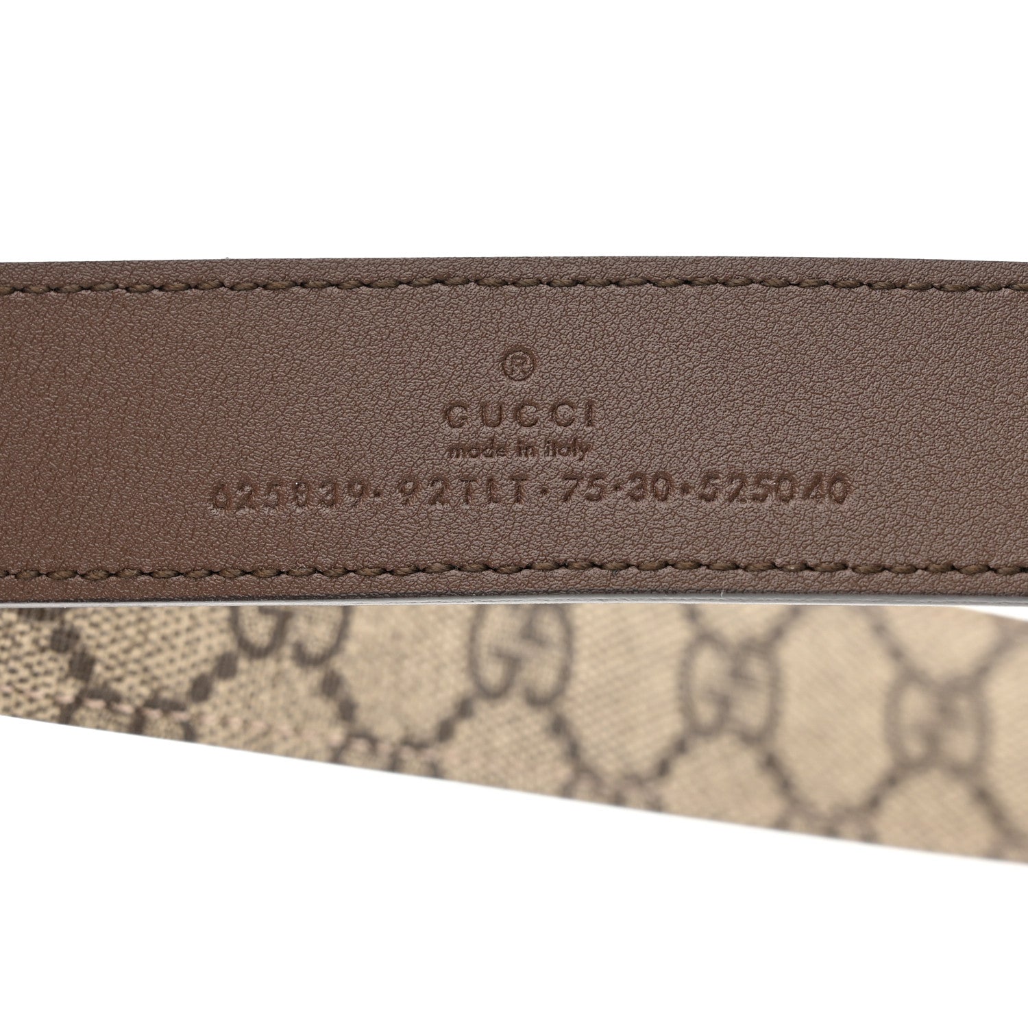 Gucci GG Supreme Monogram Matte Plutone Calfskin Double G 30mm Belt 75 30 Beige Ebony New Acero 3 of 6