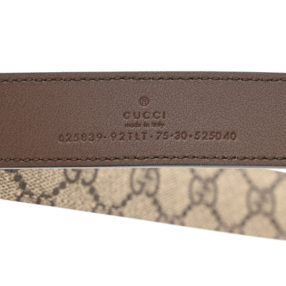 Gucci GG Supreme Monogram Matte Plutone Calfskin Double G 30mm Belt 75 30 Beige Ebony New Acero 3 of 6