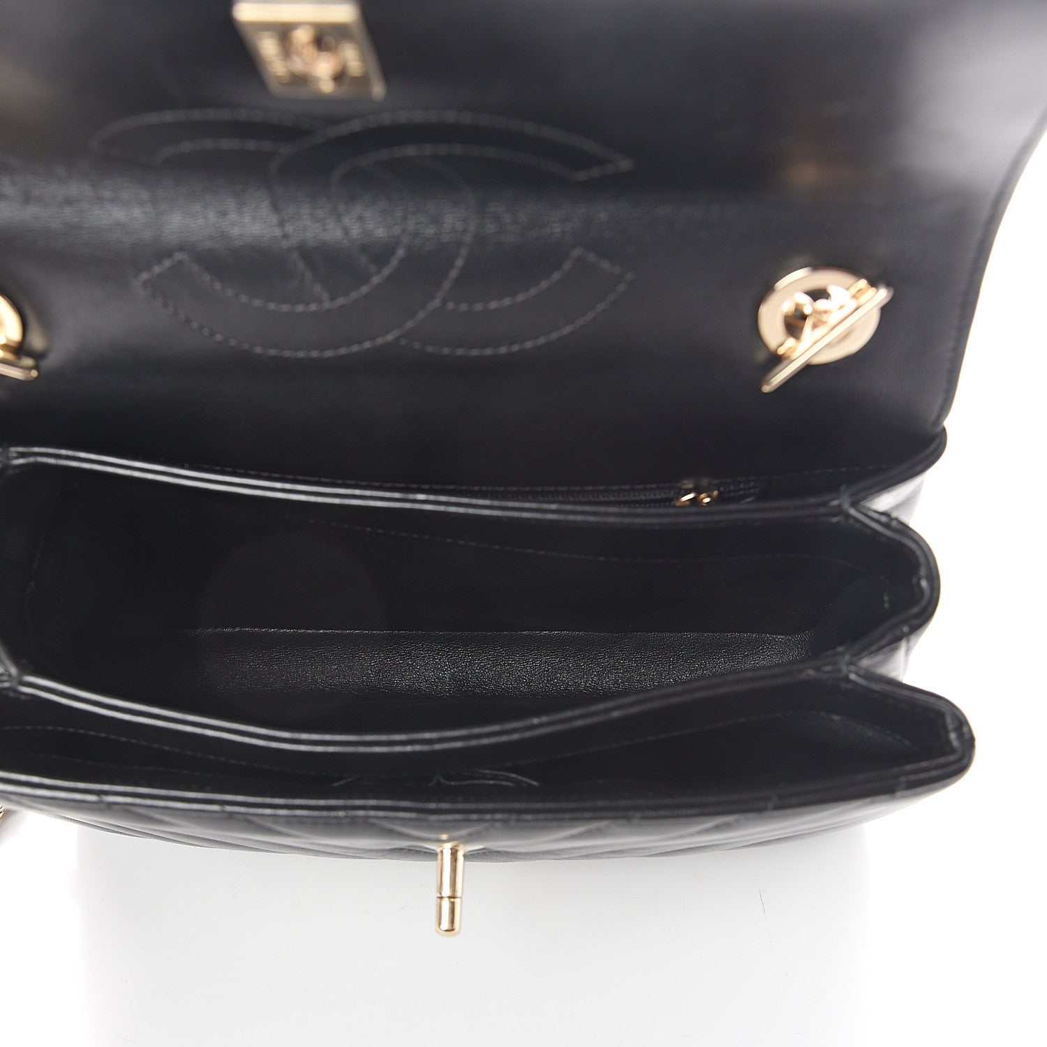 Chanel Lambskin Chevron Quilted Small Trendy CC Dual Handle Flap Bag Black 4 of 9