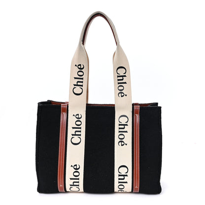Chloe Felt Calfskin Medium Woody Ribbon Tote Black 1 of 10