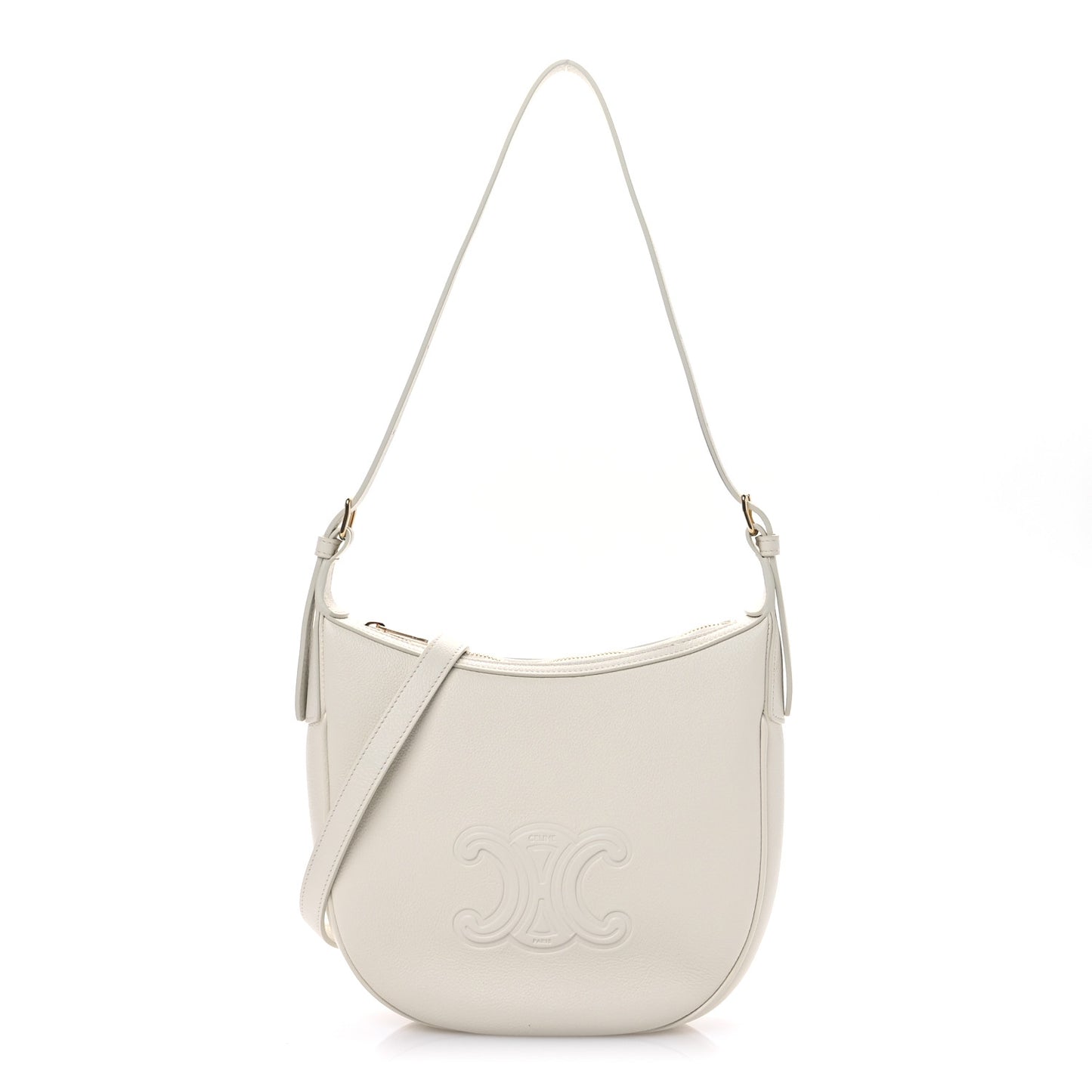 Supple Calfskin Cuir Triomphe Small Heloise Shoulder Bag White Cotton
