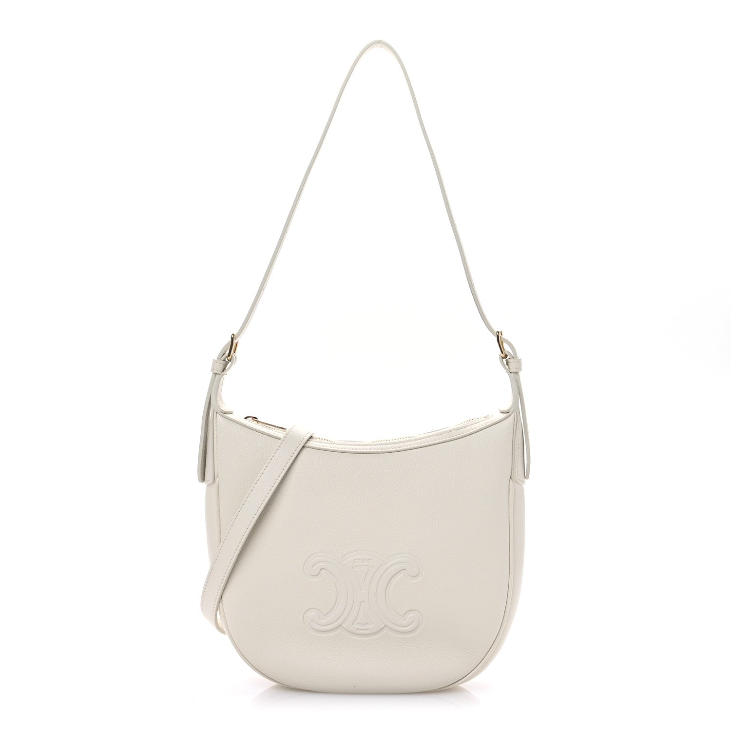 Celine Supple Calfskin Cuir Triomphe Small Heloise Shoulder Bag White Cotton 1 of 10