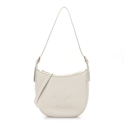 Celine Supple Calfskin Cuir Triomphe Small Heloise Shoulder Bag White Cotton 1 of 10