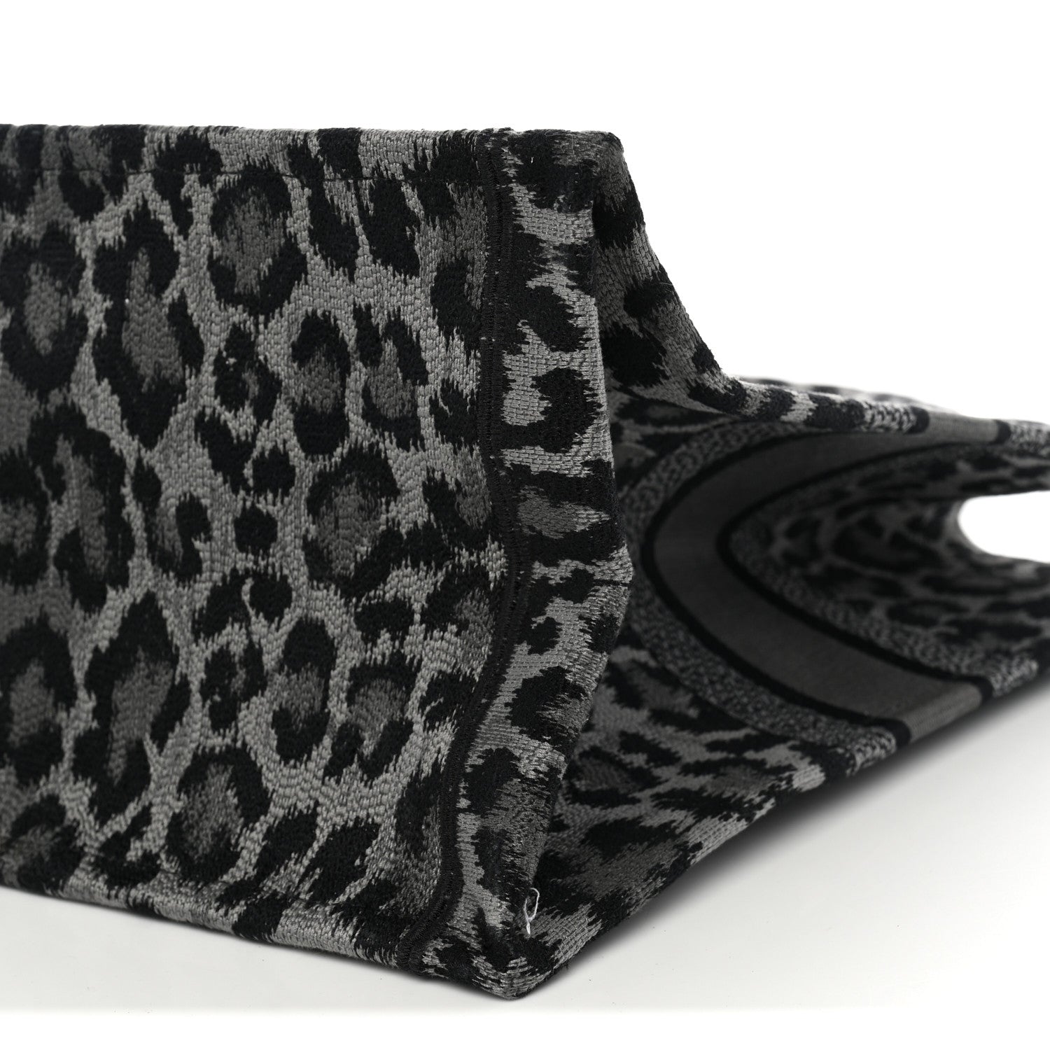 Christian Dior Canvas Mizza Embroidered Large Leopard Book Tote Grey 10 of 10