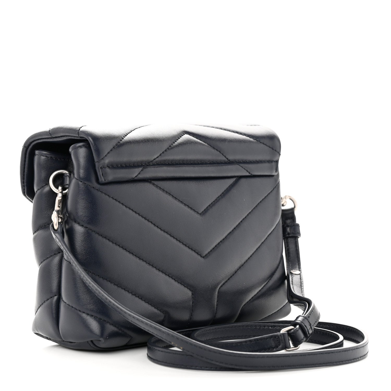 Saint Laurent Calfskin Y Quilted Monogram Toy Loulou Satchel Navy 3 of 11