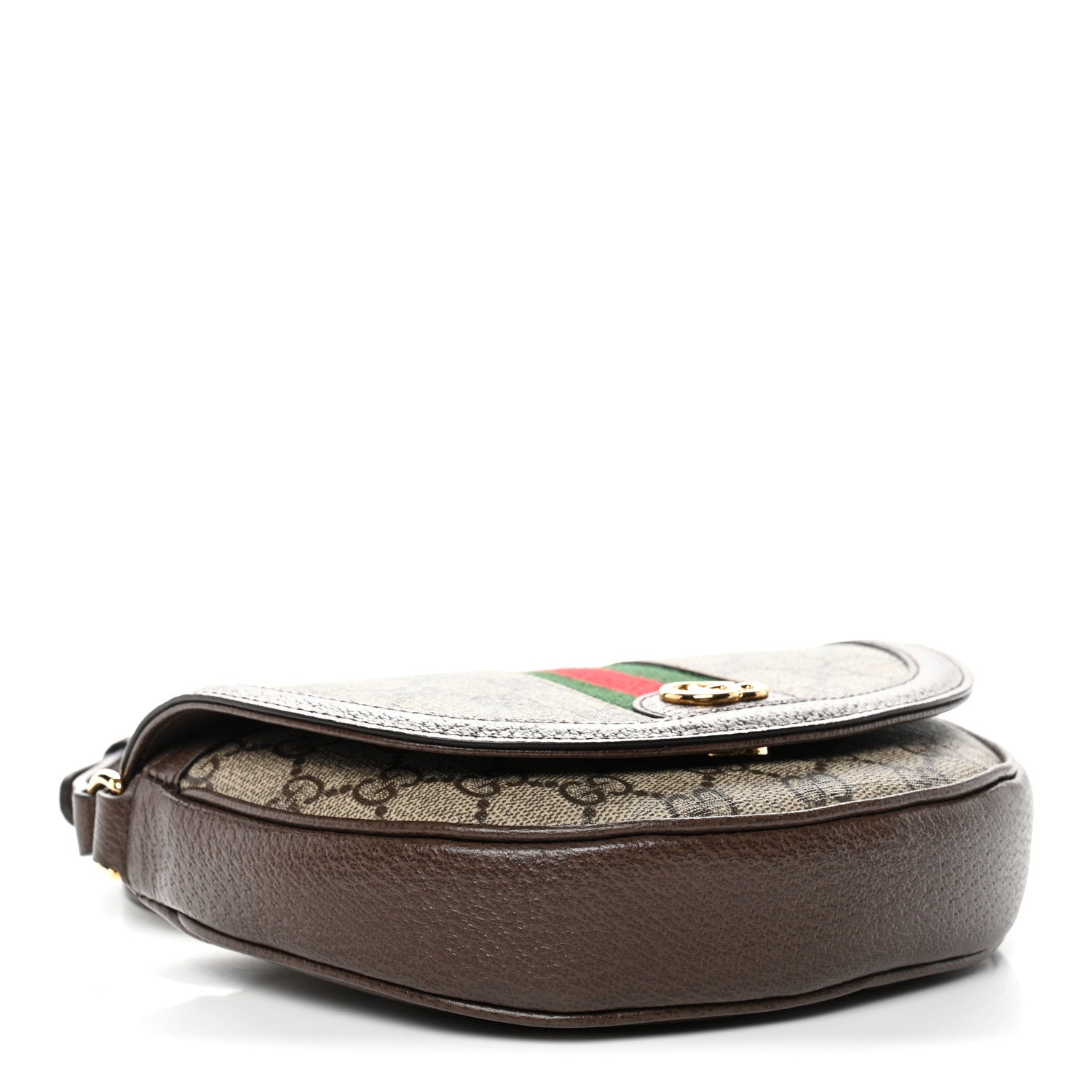 Gucci GG Supreme Monogram Textured Dollar Calfskin Web Mini Ophidia Flap Shoulder Bag Beige Ebony New Acero 4 of 10