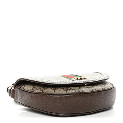 Gucci GG Supreme Monogram Textured Dollar Calfskin Web Mini Ophidia Flap Shoulder Bag Beige Ebony New Acero 4 of 10