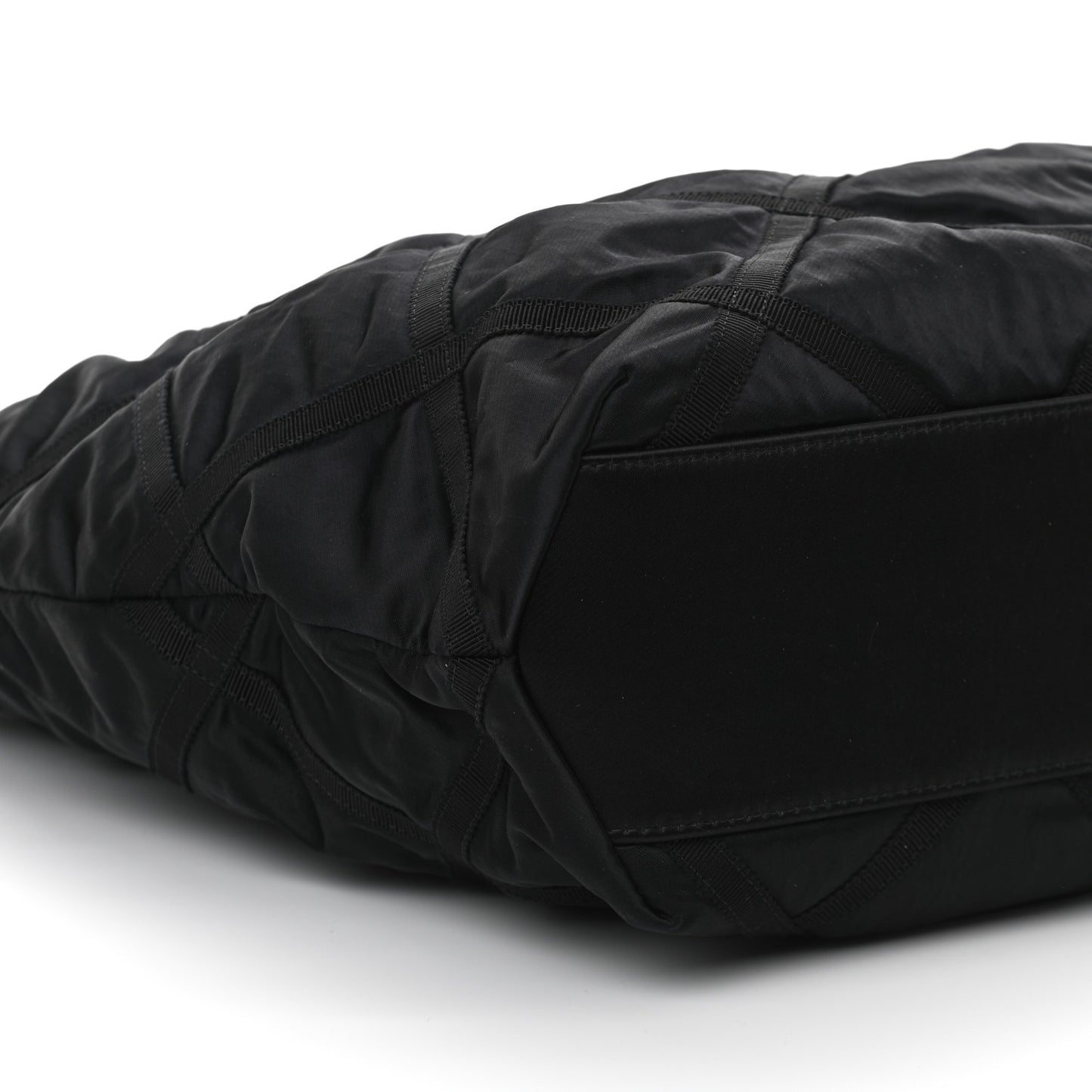 Nylon Grosgrain Quilted Lifestyle Shopping Tote Black