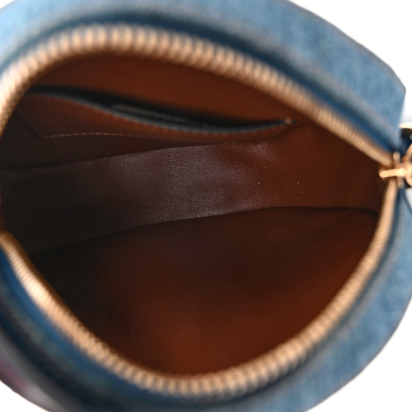 Denim Mini La Medusa Chain Round Crossbody Bag Navy Blue