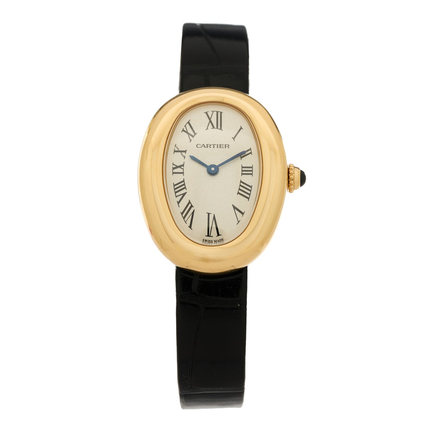 18K Yellow Gold Alligator 23mm Baignoire Quartz Watch