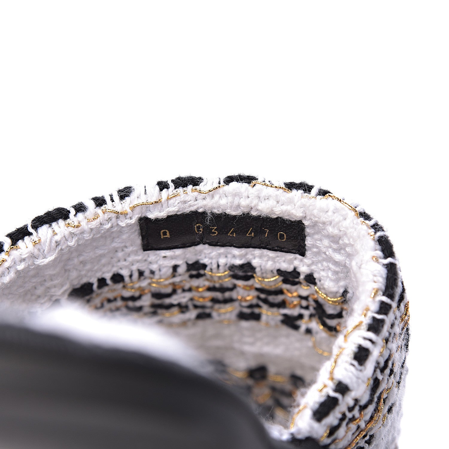 Chanel Tweed CC Flat Mules M White Black Gold 8 of 11