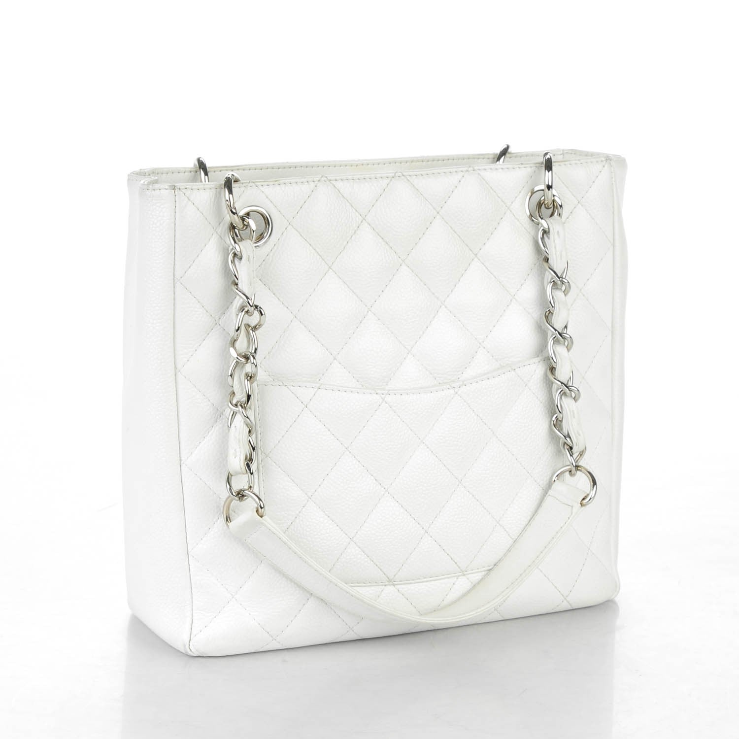 Chanel Caviar Quilted Petit Shopping Tote PST White 3 of 15