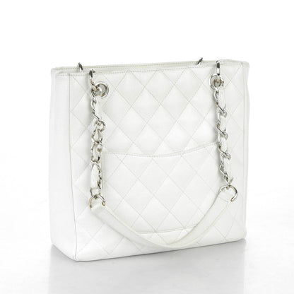 Chanel Caviar Quilted Petit Shopping Tote PST White 3 of 15
