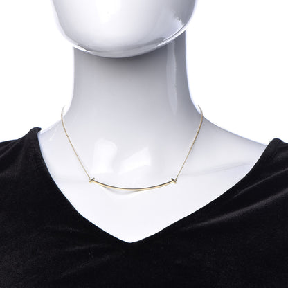 Tiffany 18K Yellow Gold Large T Smile Pendant Necklace 2 of 6