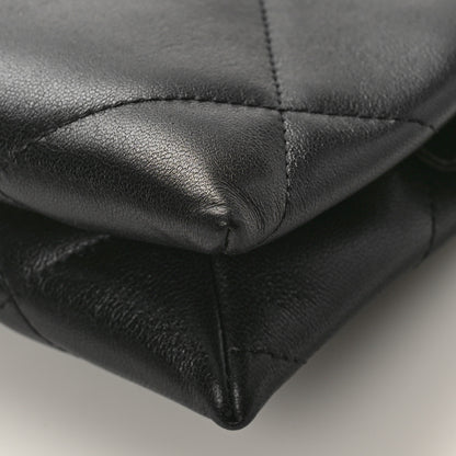Chanel Shiny Goatskin Quilted Small Chanel 19 Pouch With Handle Black 9 of 9