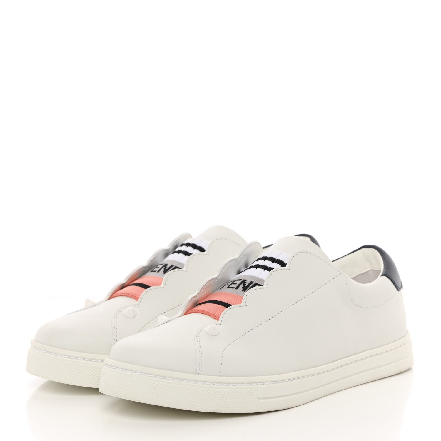 Fendi Vitello Rockoclick Slip On Sneakers 36 White Multicolor 3 of 11