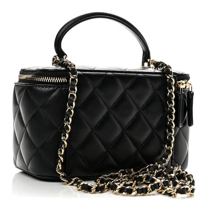 Chanel Lambskin Quilted Small Top Handle Vanity Case With Chain Black 2 of 11