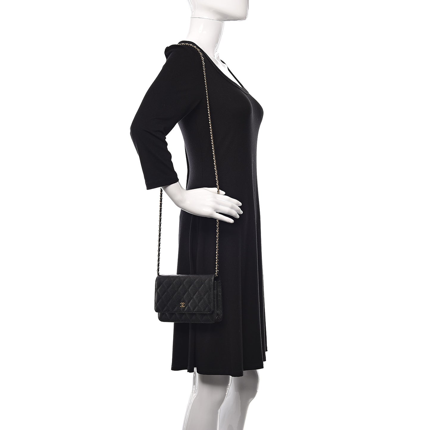 Caviar Quilted Wallet On Chain WOC Black