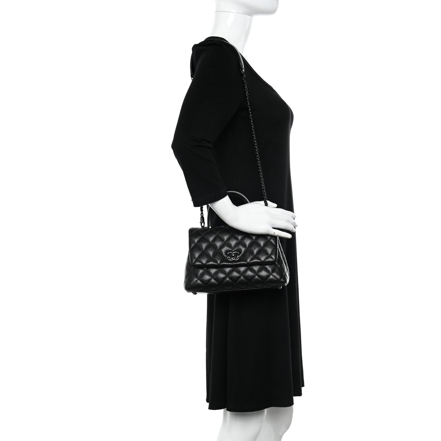 Caviar Quilted Mini Coco Handle Flap So Black