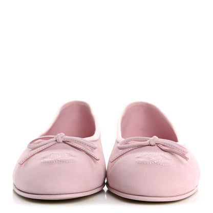 Chanel Suede Calfskin Cap Toe CC Ballerina Flats 39 Light Pink 3 of 10