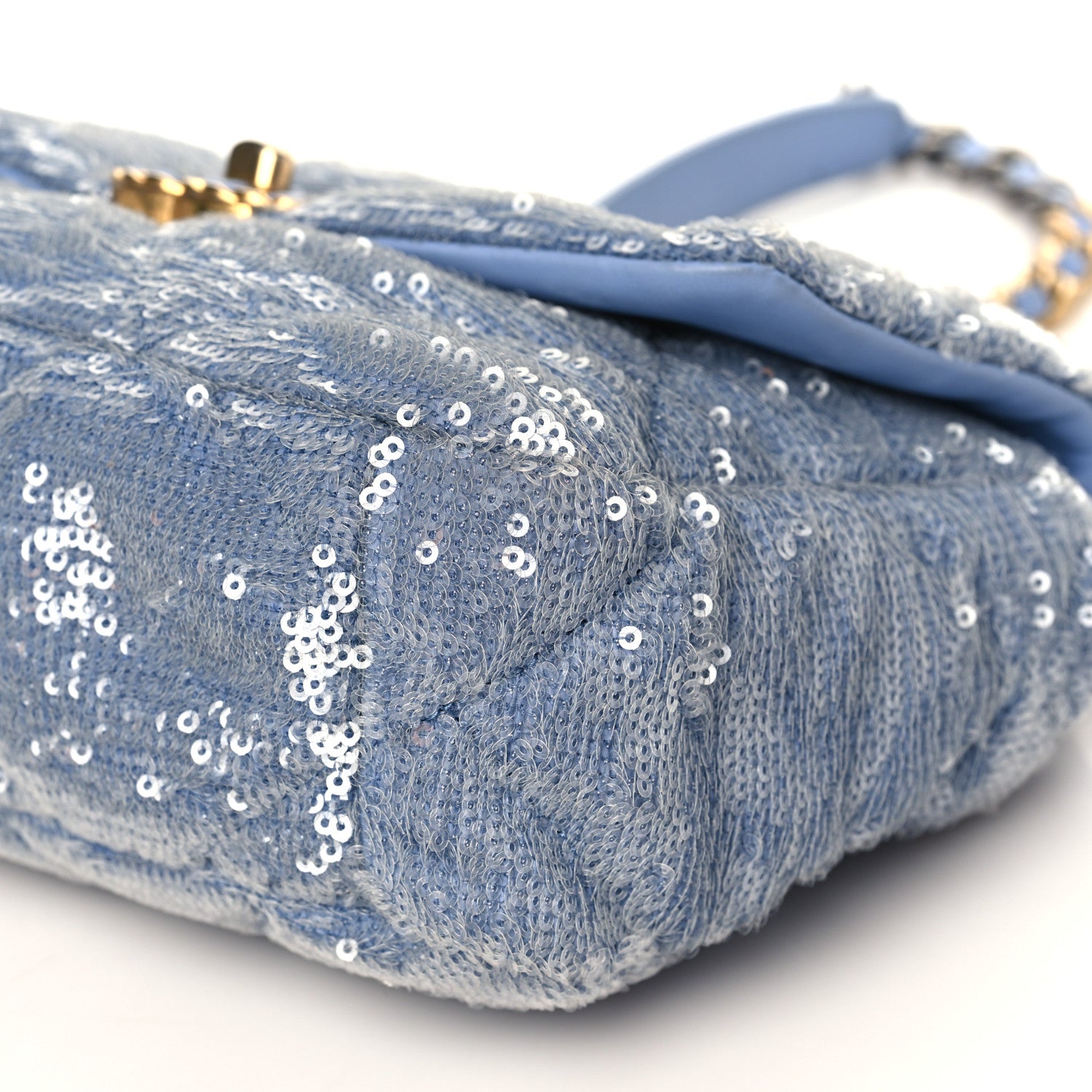 Chanel Sequin Quilted Medium Chanel 19 Flap Light Blue 9 of 9