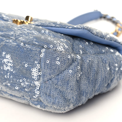 Chanel Sequin Quilted Medium Chanel 19 Flap Light Blue 9 of 9