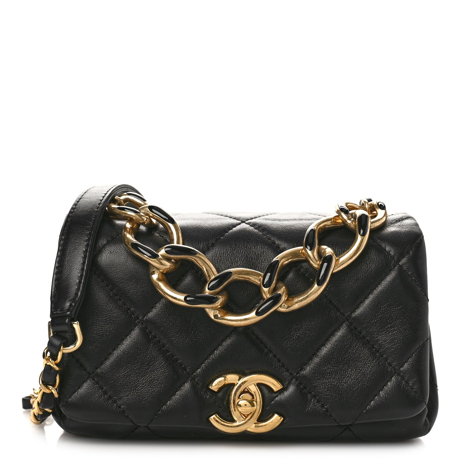 Chanel Lambskin Quilted Mini Color Match Flap Black 1 of 9