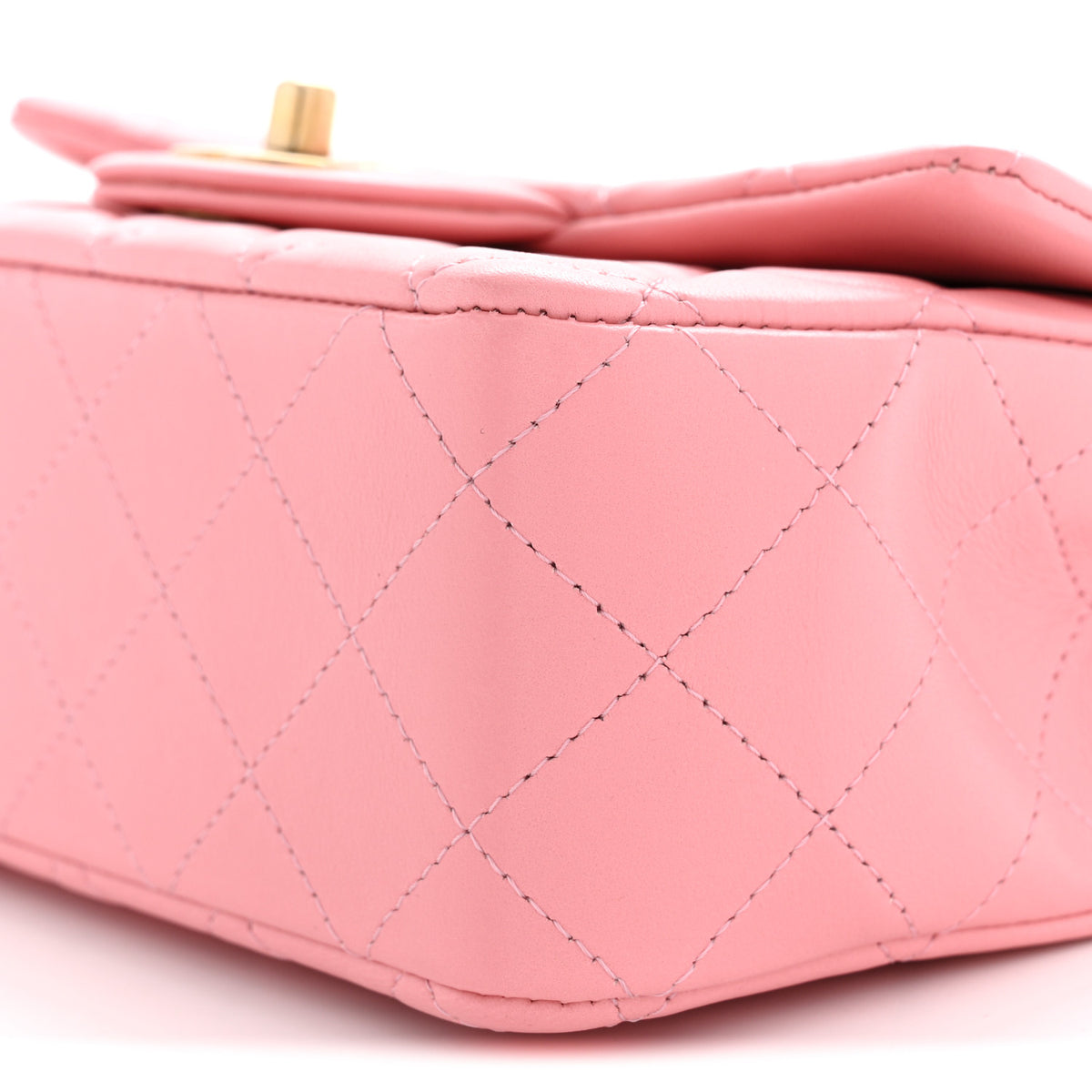 Lambskin Quilted Mini Rectangular Flap Light Pink