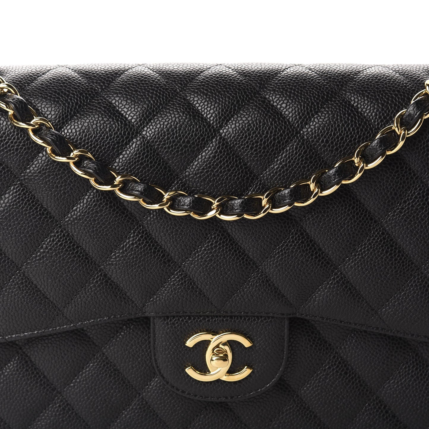 Caviar Quilted Jumbo Double Flap Black