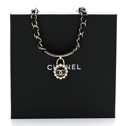 Chanel Pearl Crystal Lambskin CC Logo Choker Gold Black 5 of 5
