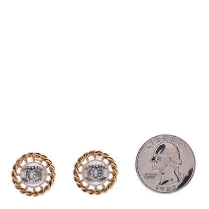 Chanel Pearl Crystal CC-Casino Round Earrings Gold 2 of 7