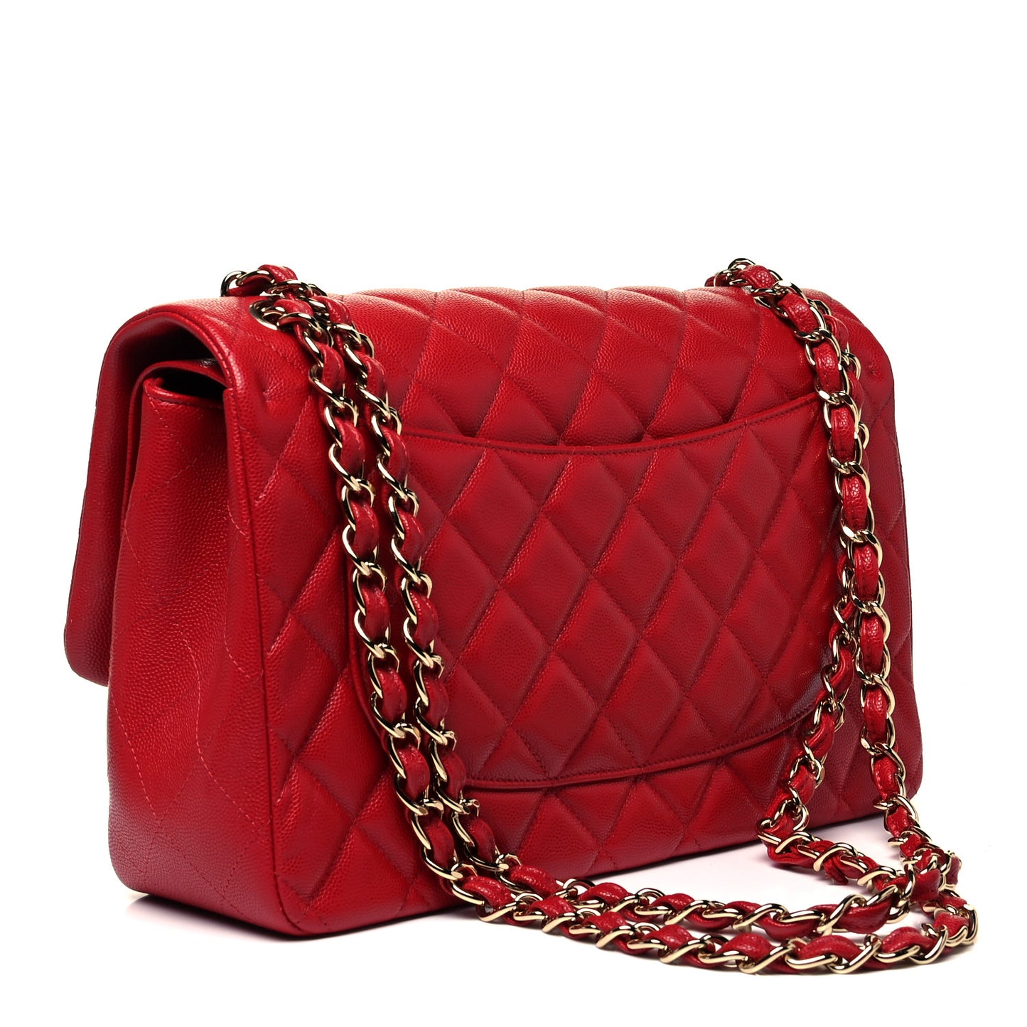 Caviar Quilted Jumbo Double Flap Red