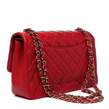 Chanel Caviar Quilted Jumbo Double Flap Red 3 of 10