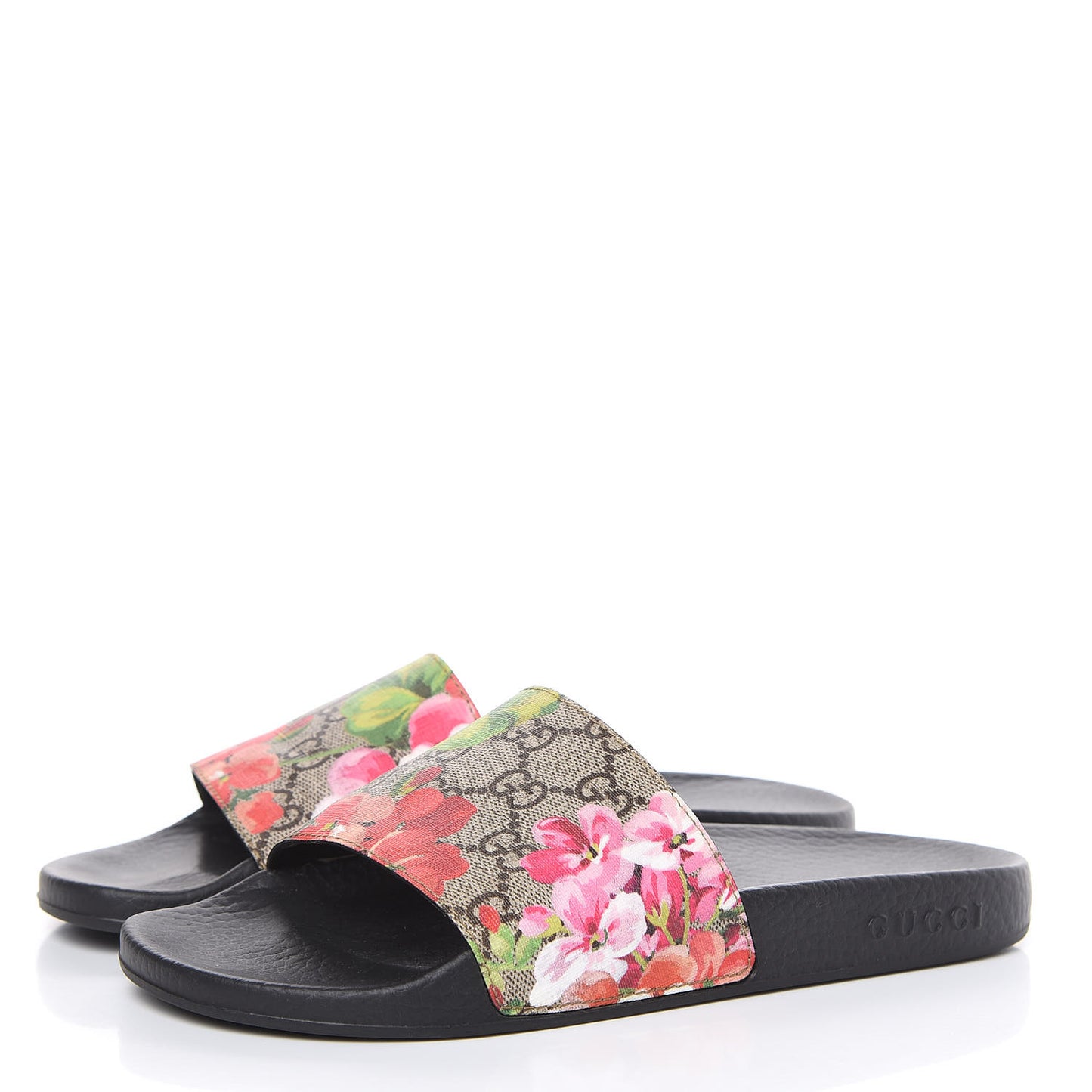 GG Supreme Monogram Blooms Slide Sandals 38 Beige Multicolor