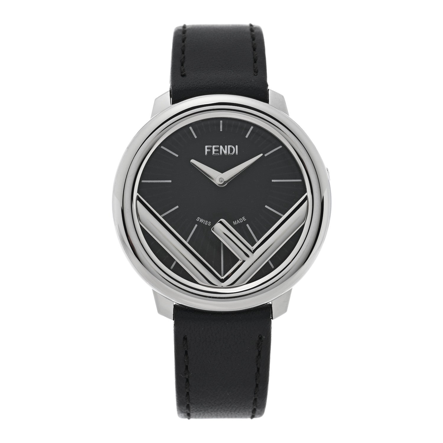 Fendi Stainless Steel Calfskin 36mm Fendi Run Away Quartz Watch Black 1 of 4