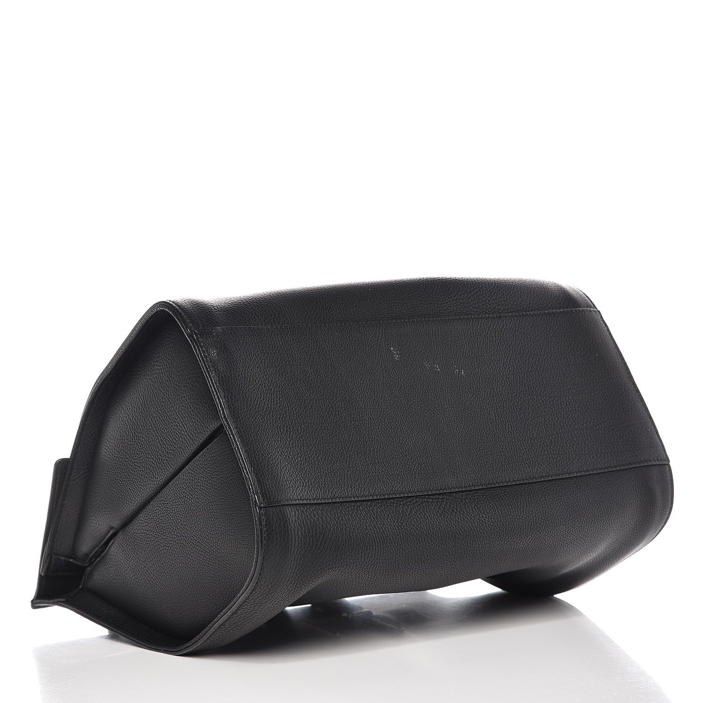 Grained Calfskin M Tube Round Tote Black