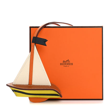 Hermes Epsom Sail Boat Bag Charm Nata Lime Orange 5 of 5