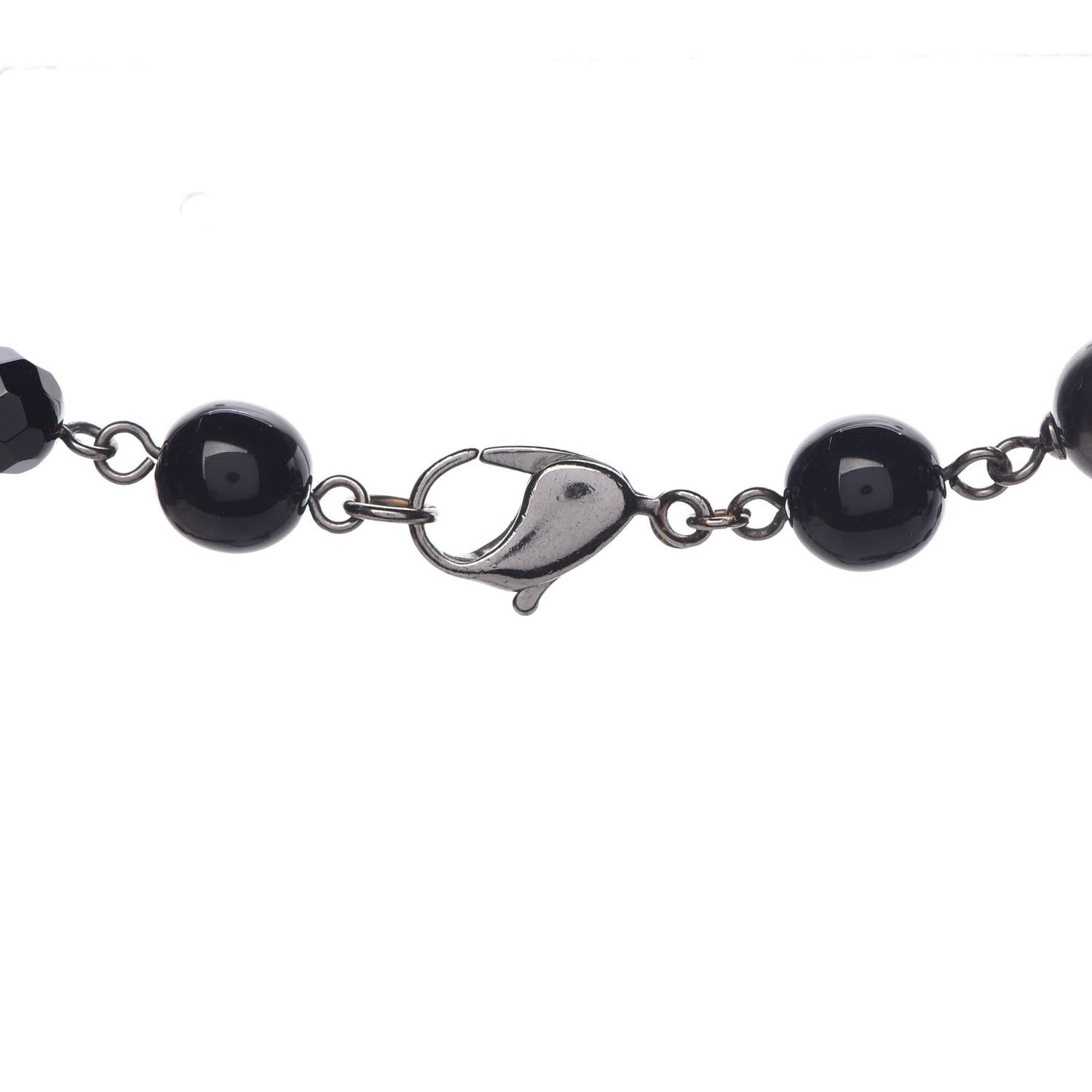 Ruthenium Pearl Bead CC Long Necklace Black