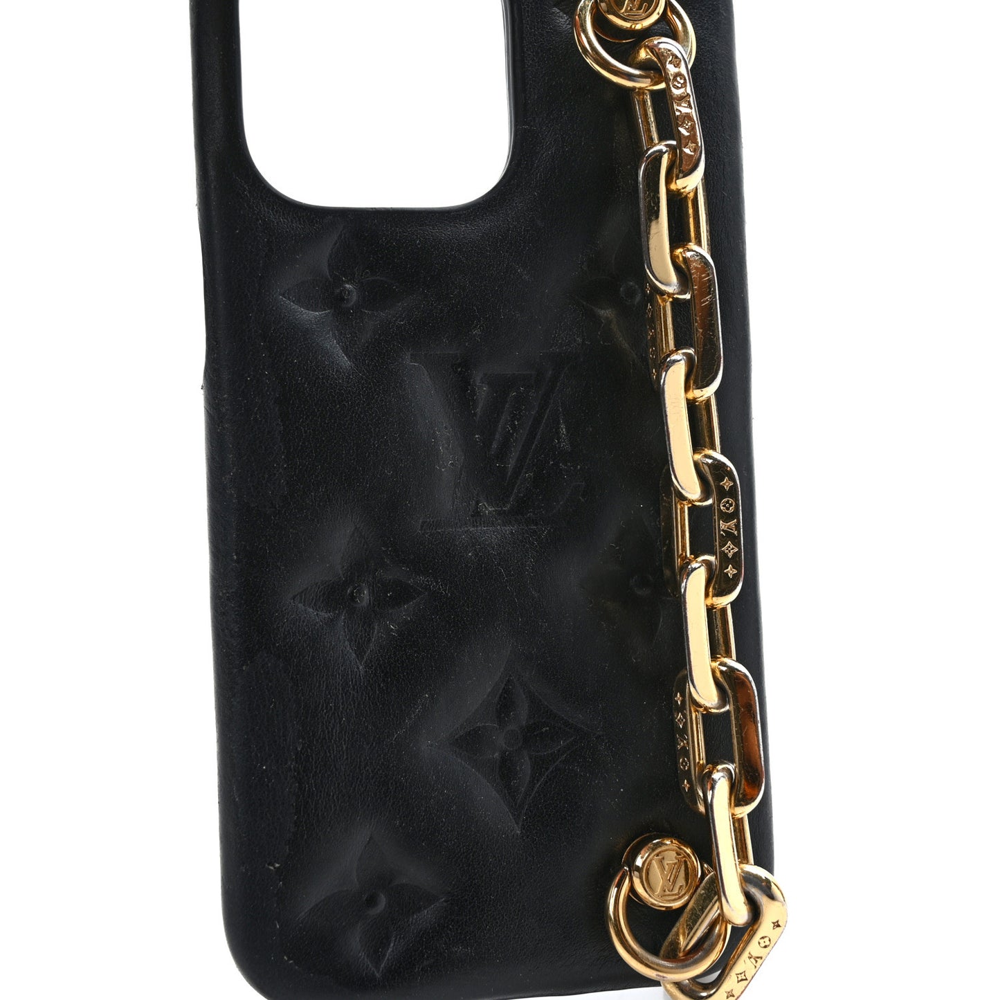 Lambskin Embossed Monogram Coussin iPhone 13 Pro Bumper Black