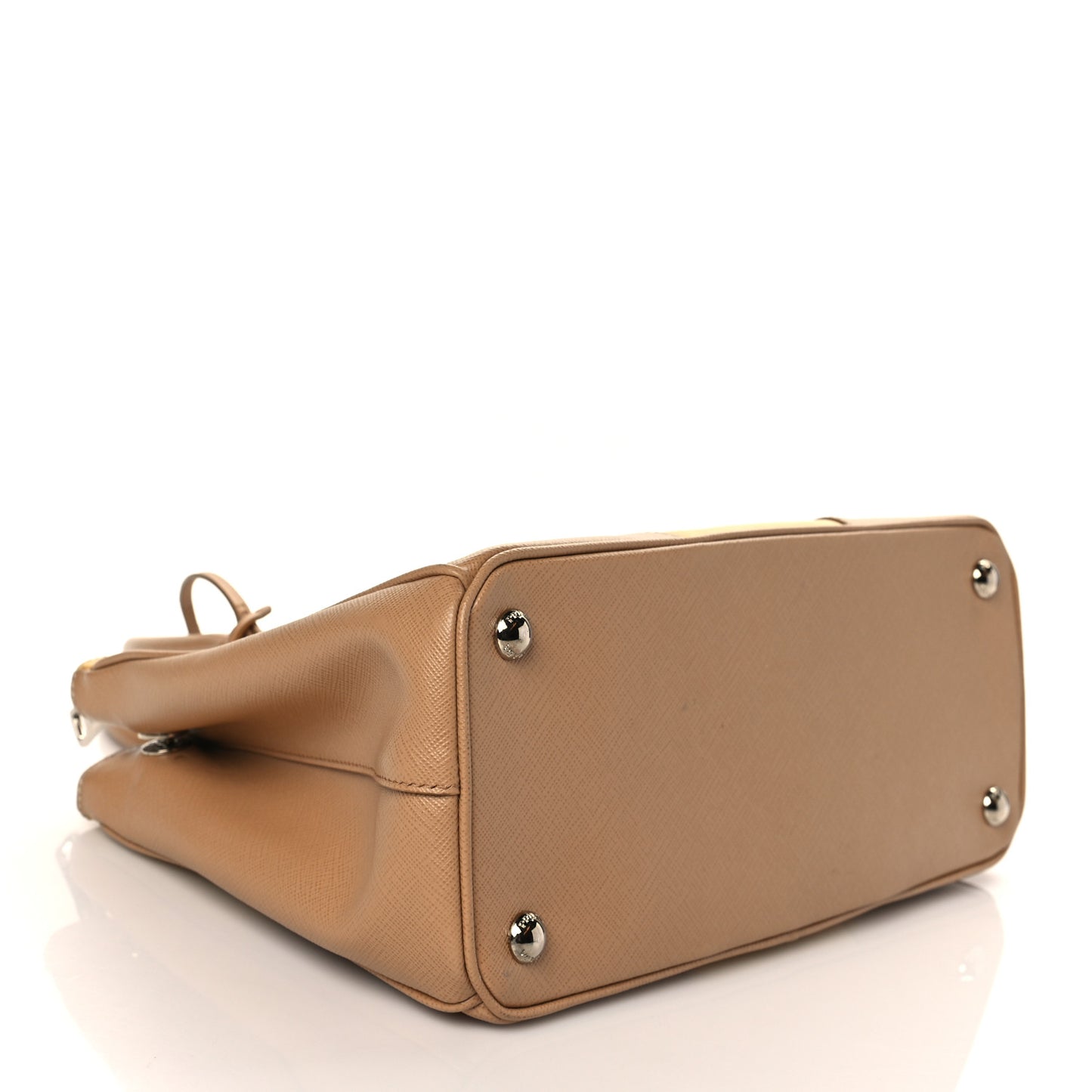 Saffiano Small Bi-Color Galleria Double Zip Tote Gine Caramel