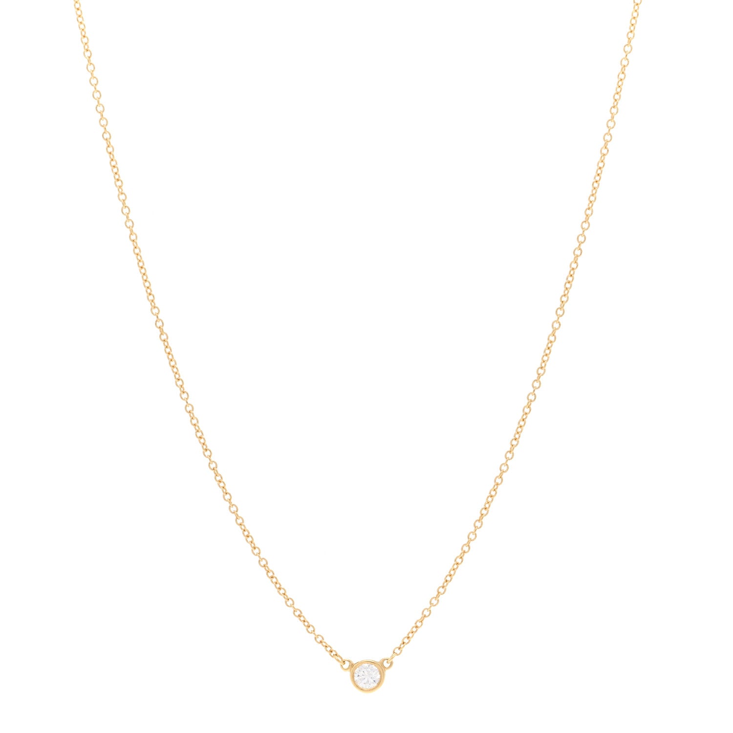 Tiffany 18K Yellow Gold Diamond .14ct Elsa Peretti Diamonds by the Yard Pendant Necklace 1 of 4