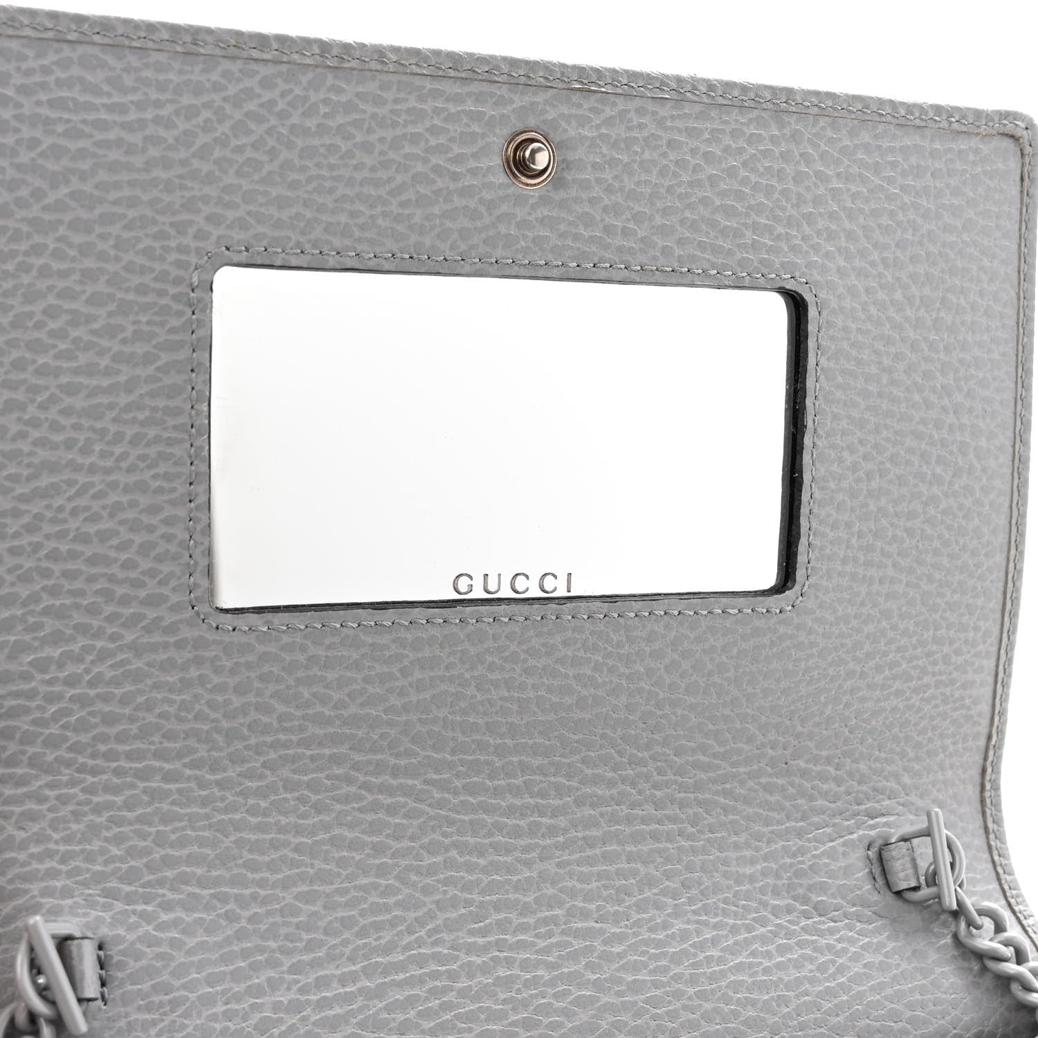 Gucci Dollar Calfskin Enamel Monochrome Mini GG Marmont Chain Wallet Deep Grey 9 of 9