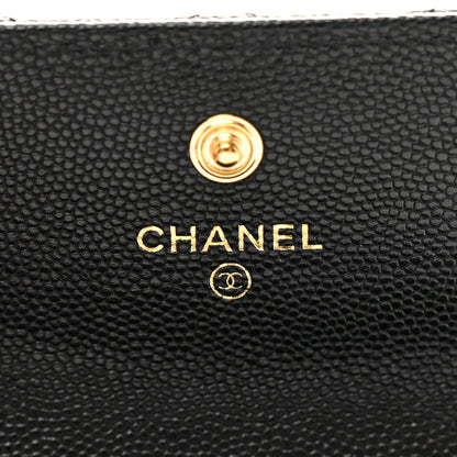 Chanel Caviar Quilted Enamel Coco Casino Flap Card Holder Wallet Black 7 of 9