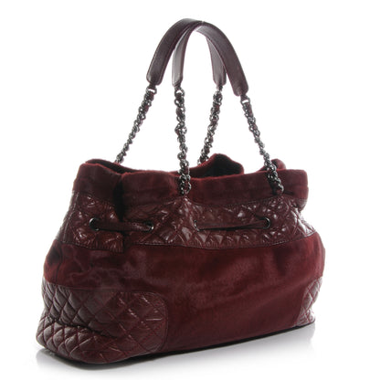 Chanel Pony Hair Quilted Drawstring Tote Dark Red 3 of 7