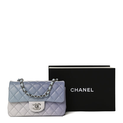 Chanel Perforated Lambskin Quilted Mini Rectangular Flap Light Blue Light Purple White 13 of 13