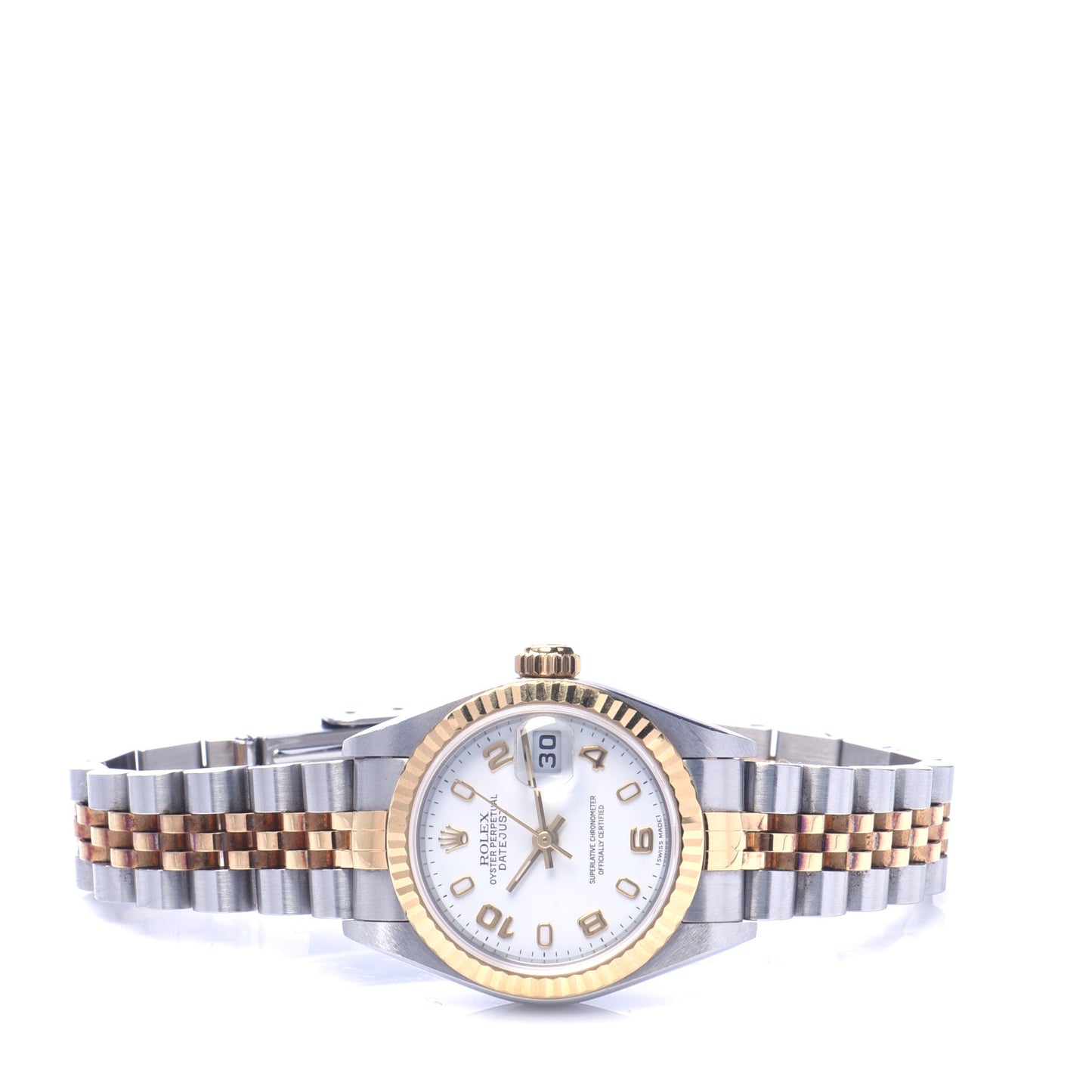 Stainless Steel 18K Yellow Gold 26mm Oyster Perpetual Datejust Watch White 79173